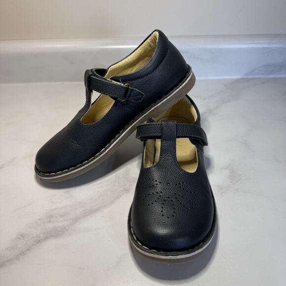 Mini Boden LEATHER T-BAR FLATS Girl’s EU 36 US 4 Navy Hook & Loop Maryjane Shoes - Picture 3 of 12